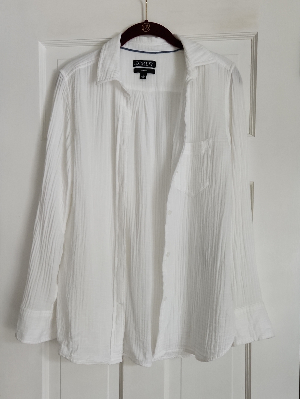 J. Crew White Lightweight Gauze Button-Up Shirt Jacket